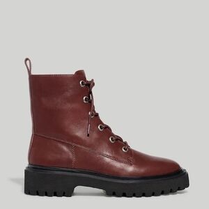 Madewell Rayna Lace Up Leather Boots In Burgundy